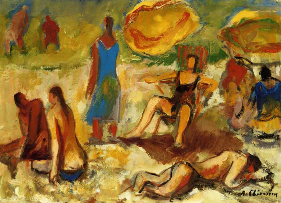 Spiaggia, 1985, olio su tela, cm 50x70, Napoli, collezione privata